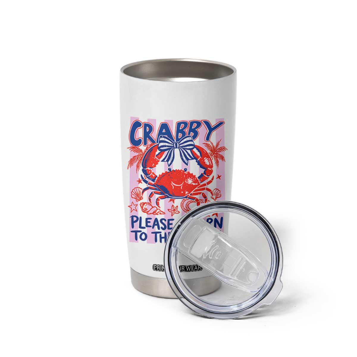 Summer Vacation Tumbler Cup If Crabby Return To Beach Retro Graphic