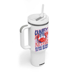 Summer Vacation Tumbler With Handle If Crabby Return To Beach Retro Graphic