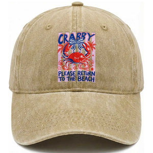 Summer Vacation Washed Cotton Baseball Cap If Crabby Return To Beach Retro Graphic