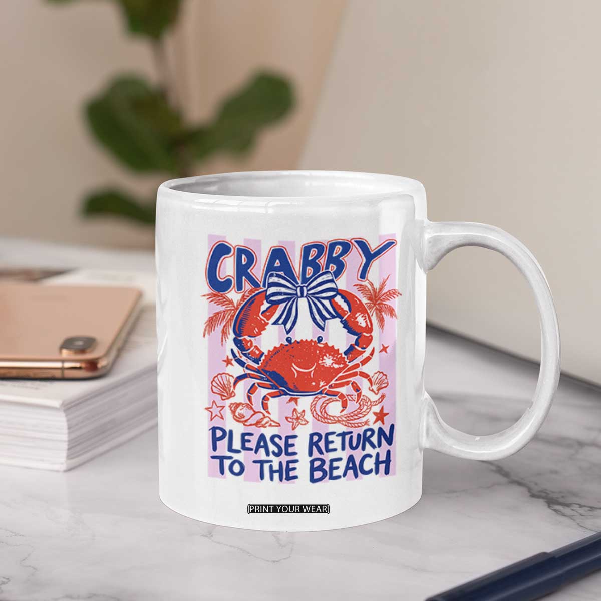 Summer Vacation Coffee Mug If Crabby Return To Beach Retro Graphic