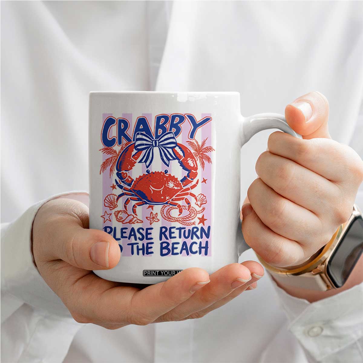 Summer Vacation Coffee Mug If Crabby Return To Beach Retro Graphic