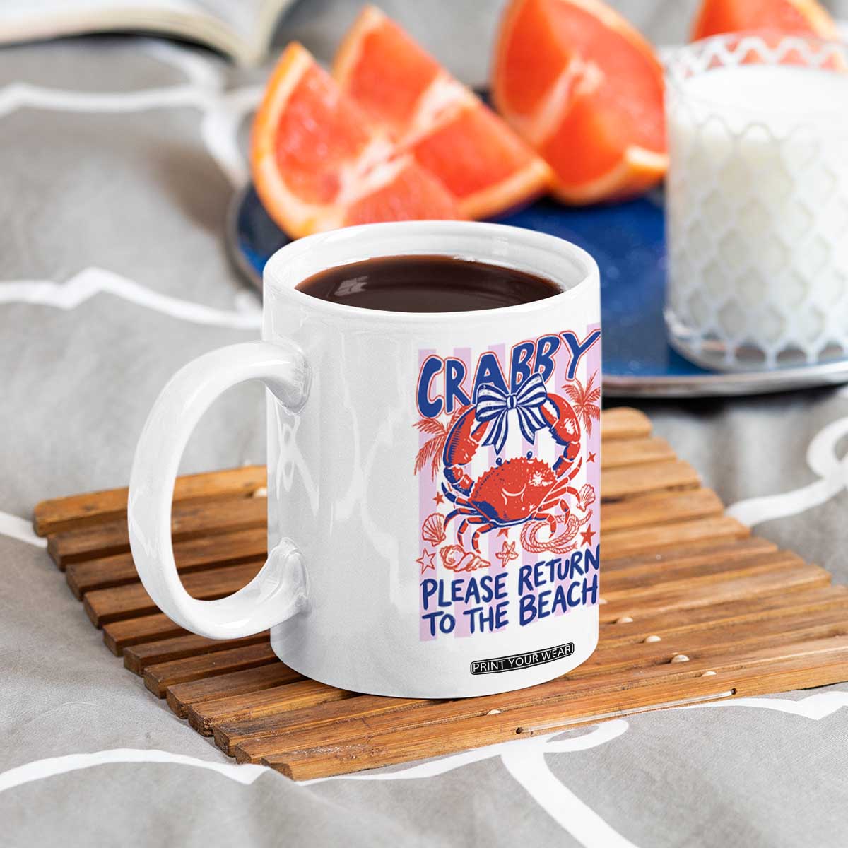 Summer Vacation Coffee Mug If Crabby Return To Beach Retro Graphic