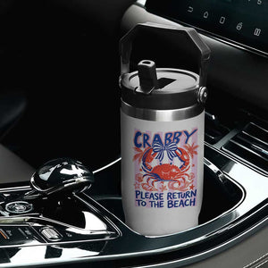 Summer Vacation Flip Straw Tumbler If Crabby Return To Beach Retro Graphic