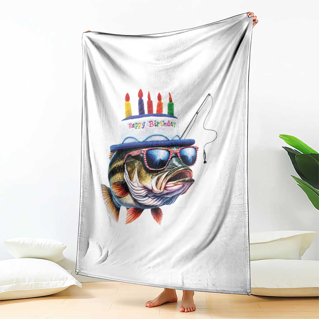Bass Fishing Birthday Throw Blanket Fish Party Theme