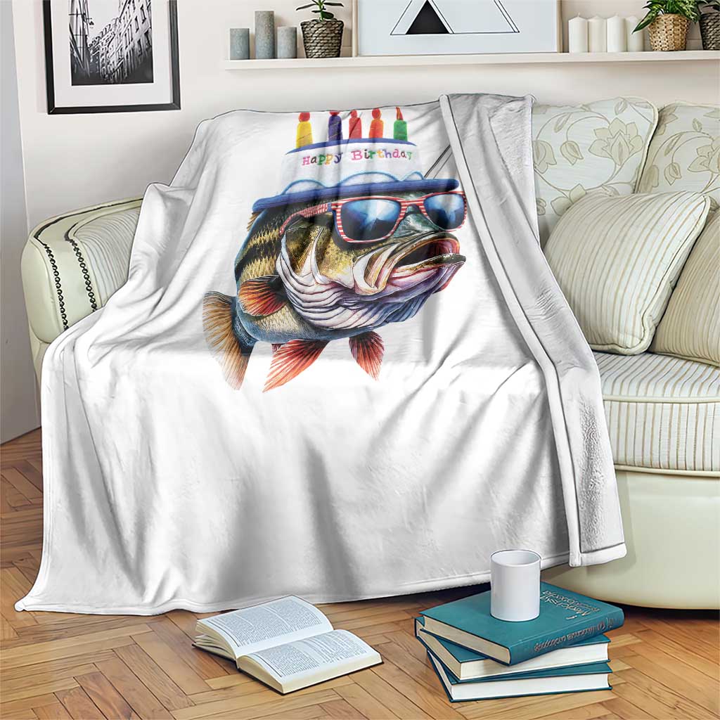 Bass Fishing Birthday Throw Blanket Fish Party Theme