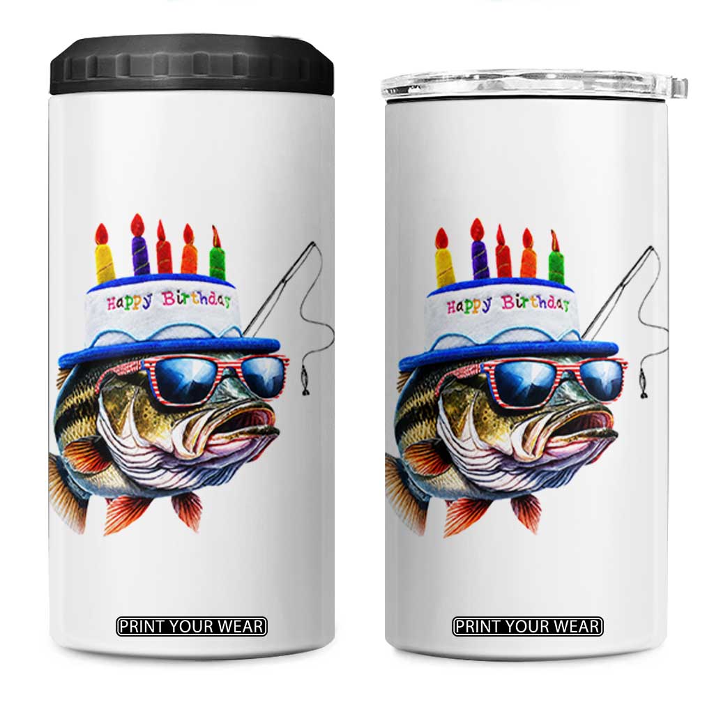 Bass Fishing Birthday 4 in 1 Can Cooler Tumbler Fish Party Theme