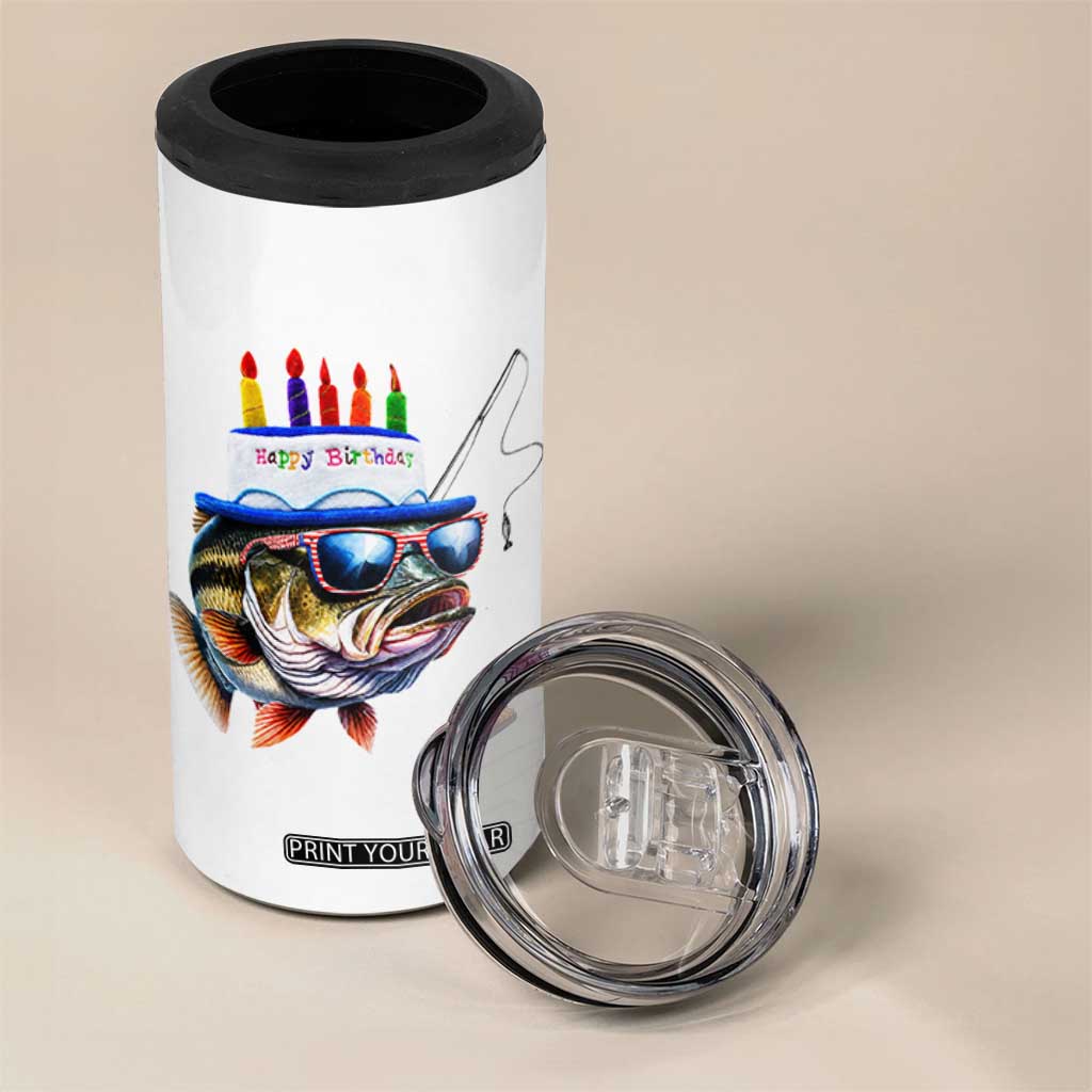 Bass Fishing Birthday 4 in 1 Can Cooler Tumbler Fish Party Theme