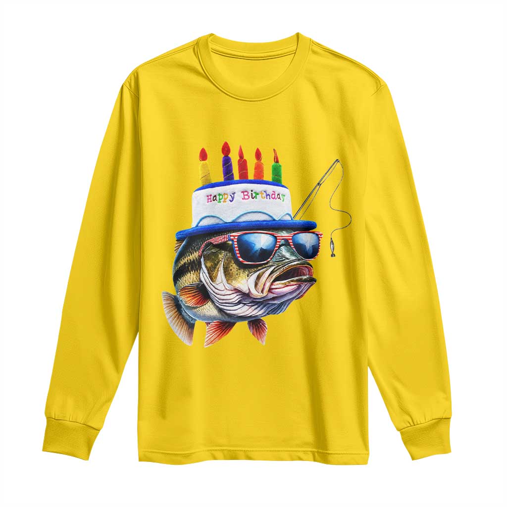 Bass Fishing Birthday Long Sleeve Shirt Fish Party Theme