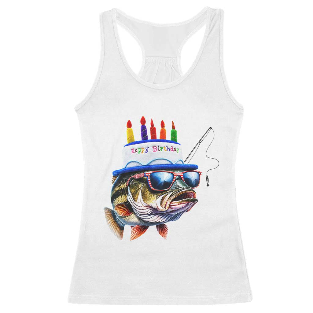 Bass Fishing Birthday Racerback Tank Top Fish Party Theme TS10 White Print Your Wear