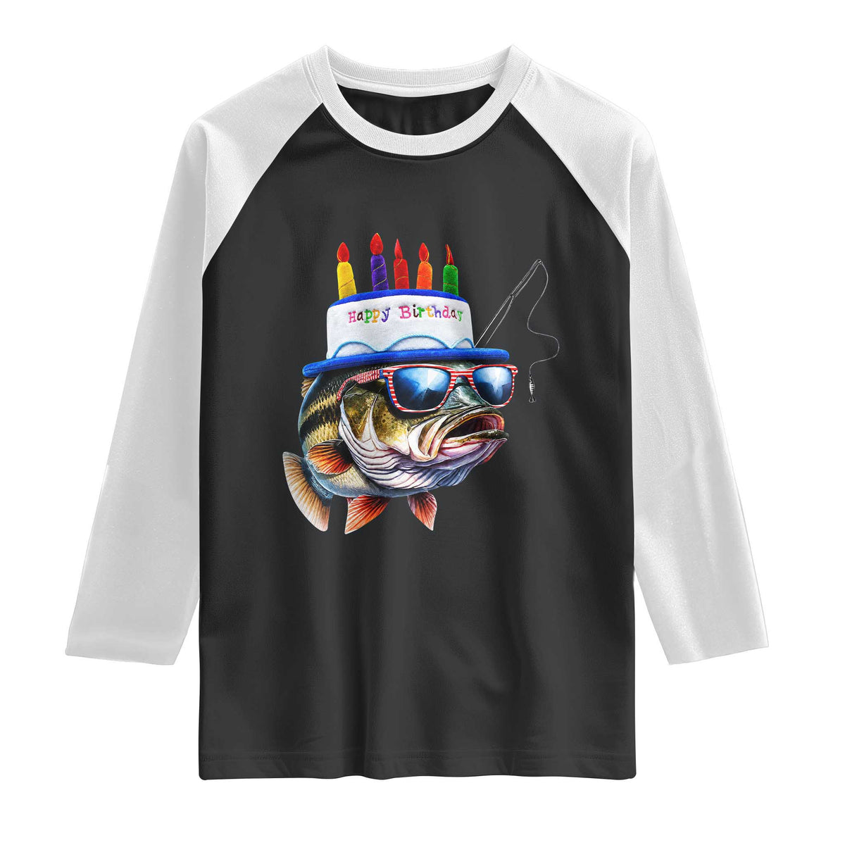 Bass Fishing Birthday Raglan Shirt Fish Party Theme