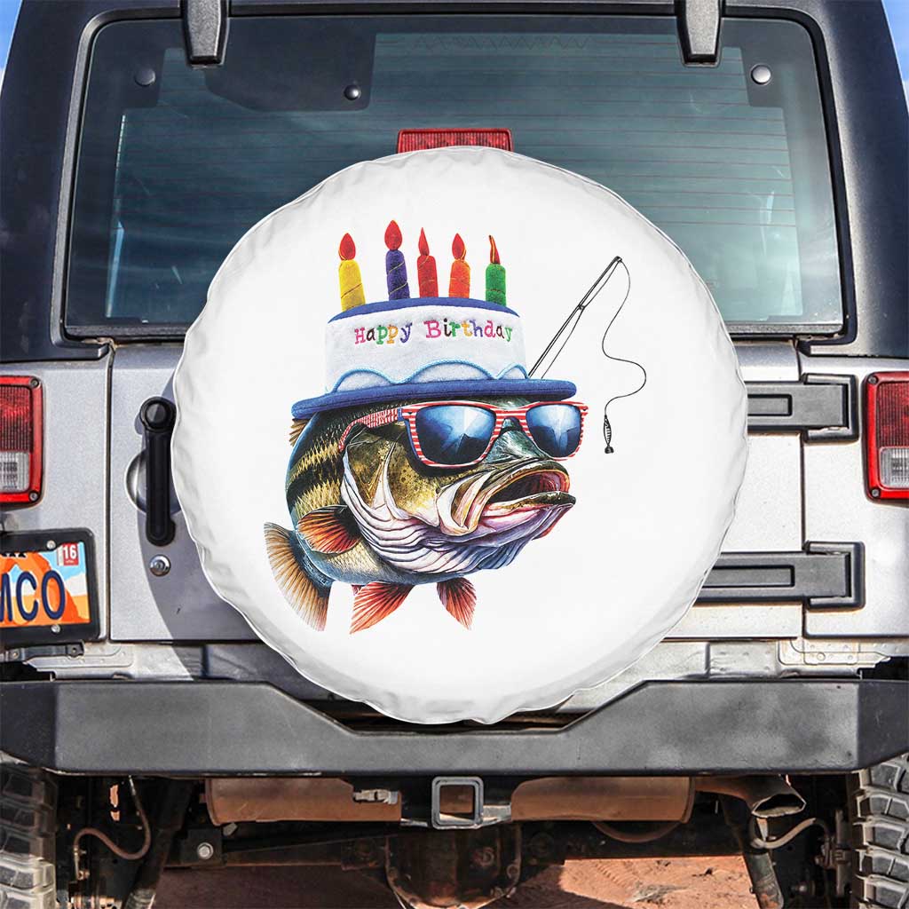 Bass Fishing Birthday Spare Tire Cover Fish Party Theme TS10 No hole White Print Your Wear