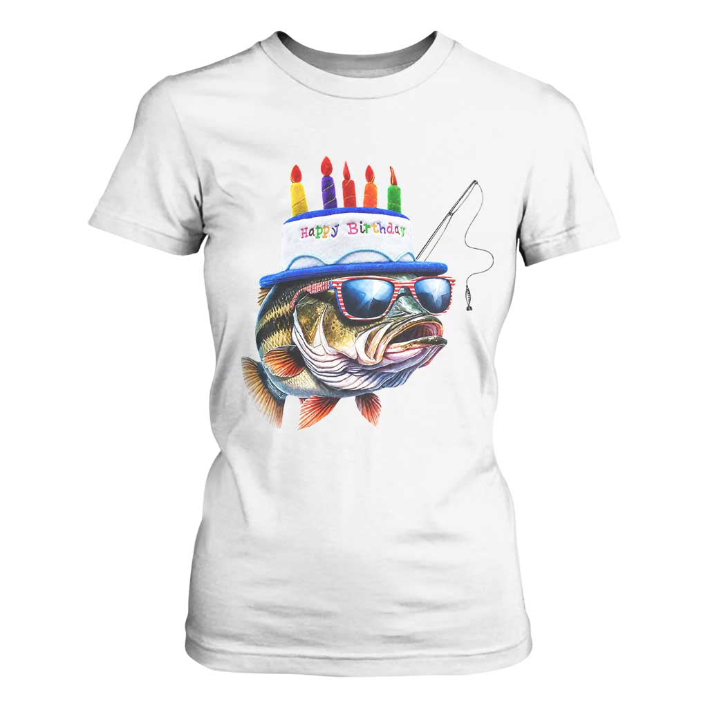 Bass Fishing Birthday T Shirt For Women Fish Party Theme TS10 White Print Your Wear
