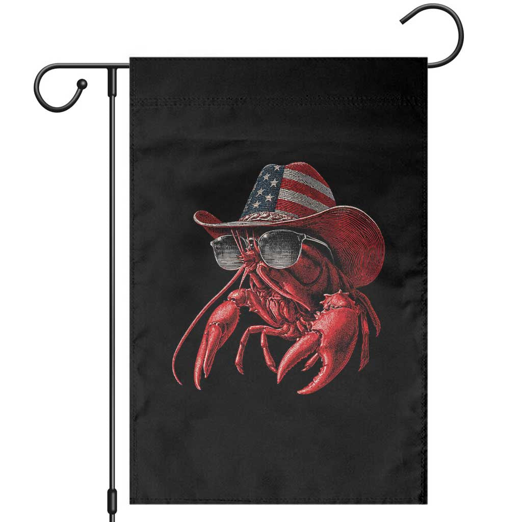 Funny Western Country Crawfish Lover Graphic Garden Flag American Flag Cowboy Lobster Patriotic Cajun Season TS10 Black Print Your Wear