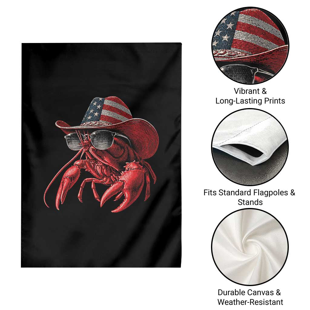 Funny Western Country Crawfish Lover Graphic Garden Flag American Flag Cowboy Lobster Patriotic Cajun Season TS10 Print Your Wear