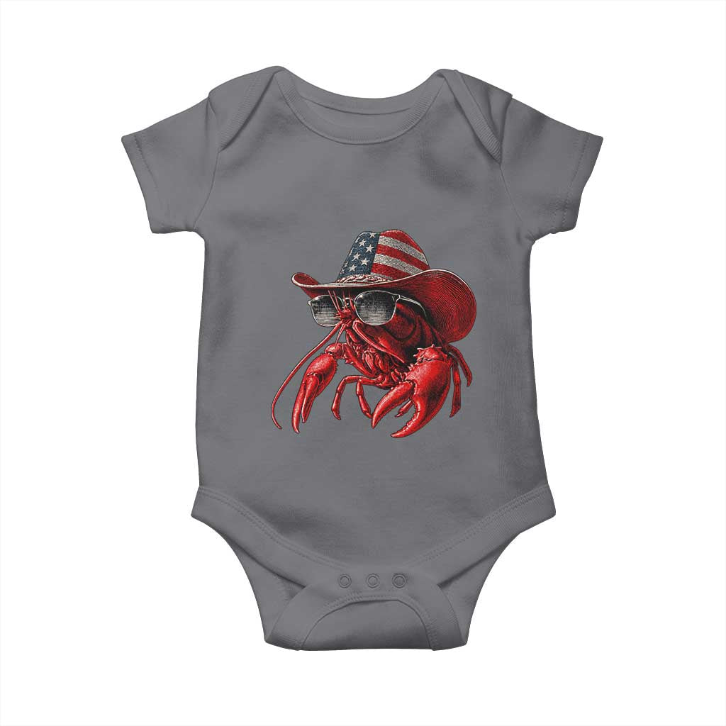 Funny Western Country Crawfish Lover Graphic Baby Onesie American Flag Cowboy Lobster Patriotic Cajun Season TS10 Charcoal Print Your Wear