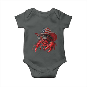 Funny Western Country Crawfish Lover Graphic Baby Onesie American Flag Cowboy Lobster Patriotic Cajun Season TS10 Dark Heather Print Your Wear