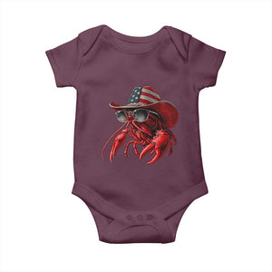 Funny Western Country Crawfish Lover Graphic Baby Onesie American Flag Cowboy Lobster Patriotic Cajun Season TS10 Maroon Print Your Wear