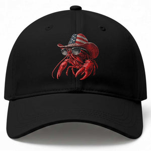 Funny Western Country Crawfish Lover Graphic Baseball Cap American Flag Cowboy Lobster Patriotic Cajun Season TS10 Print Your Wear