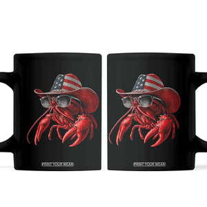 Funny Western Country Crawfish Lover Graphic Coffee Mug American Flag Cowboy Lobster Patriotic Cajun Season TS10 Black Print Your Wear