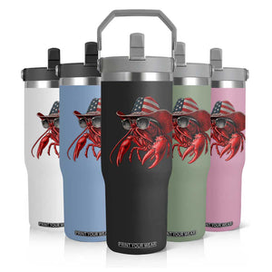 Funny Western Country Crawfish Lover Graphic Flip Straw Tumbler American Flag Cowboy Lobster Patriotic Cajun Season TS10 Print Your Wear