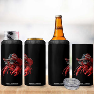 Funny Western Country Crawfish Lover Graphic 4 in 1 Can Cooler Tumbler American Flag Cowboy Lobster Patriotic Cajun Season TS10 Print Your Wear