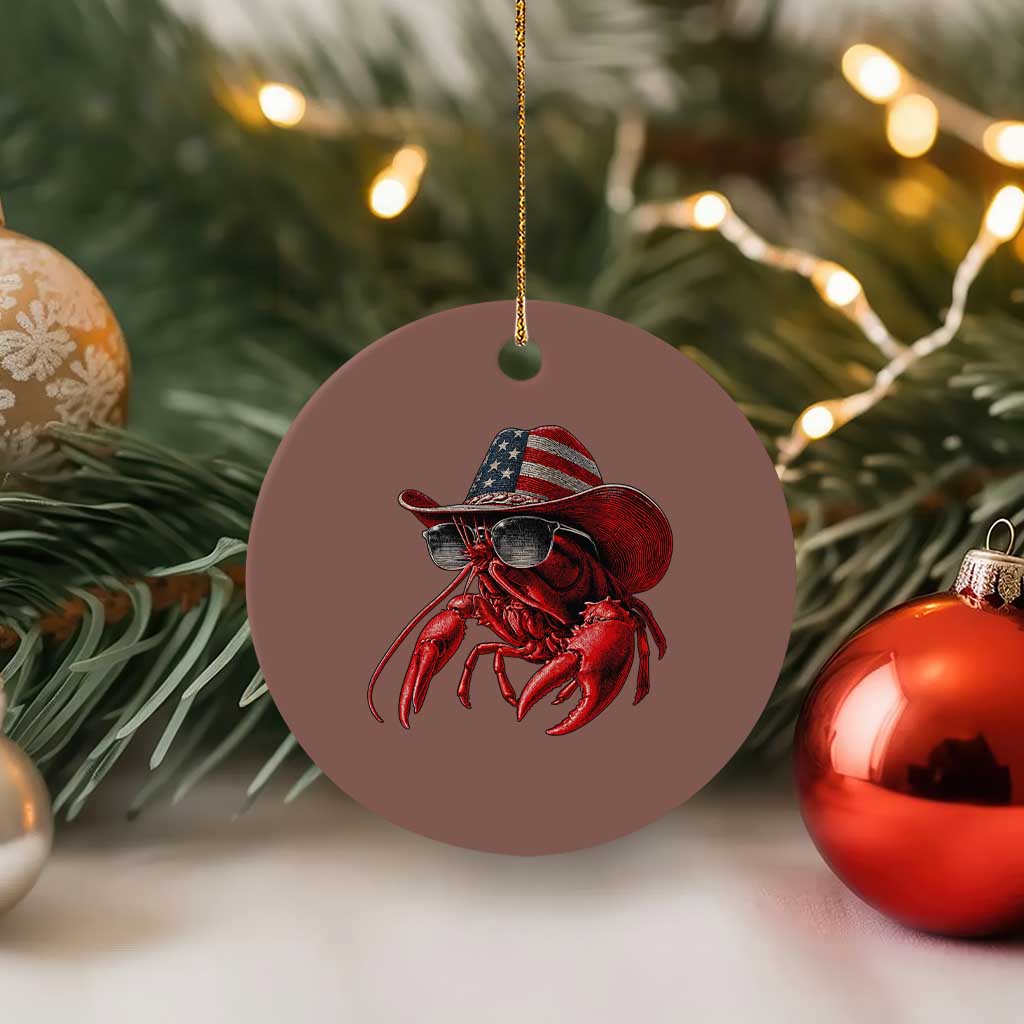 Funny Western Country Crawfish Lover Graphic Ceramic Ornament American Flag Cowboy Lobster Patriotic Cajun Season TS10 1pc Mocha Print Your Wear