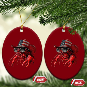 Funny Western Country Crawfish Lover Graphic Ceramic Ornament American Flag Cowboy Lobster Patriotic Cajun Season TS10 Print Your Wear