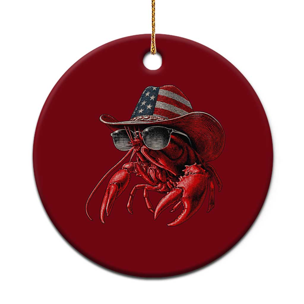 Funny Western Country Crawfish Lover Graphic Ceramic Ornament American Flag Cowboy Lobster Patriotic Cajun Season TS10 1pc Red Print Your Wear