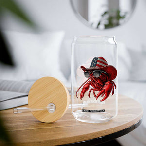 Funny Western Country Crawfish Lover Graphic Glass Can American Flag Cowboy Lobster Patriotic Cajun Season TS10 Print Your Wear