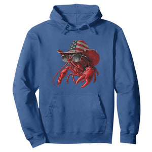 Funny Western Country Crawfish Lover Graphic Hoodie American Flag Cowboy Lobster Patriotic Cajun Season TS10 Royal Blue Print Your Wear
