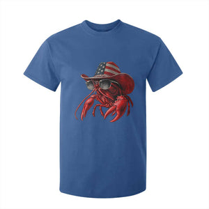 Funny Western Country Crawfish Lover Graphic T Shirt For Kid American Flag Cowboy Lobster Patriotic Cajun Season TS10 Royal Blue Print Your Wear