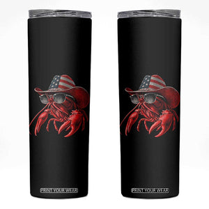 Funny Western Country Crawfish Lover Graphic Skinny Tumbler American Flag Cowboy Lobster Patriotic Cajun Season TS10 Black Print Your Wear