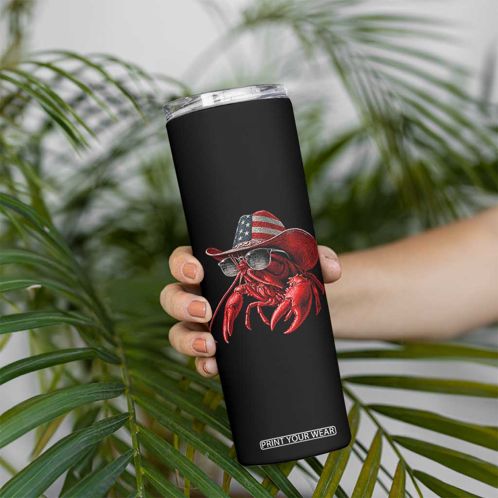 Funny Western Country Crawfish Lover Graphic Skinny Tumbler American Flag Cowboy Lobster Patriotic Cajun Season TS10 Print Your Wear