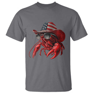 Funny Western Country Crawfish Lover Graphic T Shirt American Flag Cowboy Lobster Patriotic Cajun Season TS10 Charcoal Print Your Wear