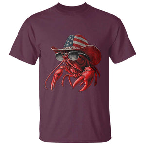 Funny Western Country Crawfish Lover Graphic T Shirt American Flag Cowboy Lobster Patriotic Cajun Season TS10 Maroon Print Your Wear
