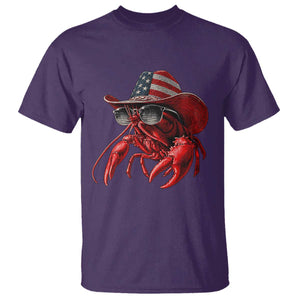Funny Western Country Crawfish Lover Graphic T Shirt American Flag Cowboy Lobster Patriotic Cajun Season TS10 Purple Print Your Wear
