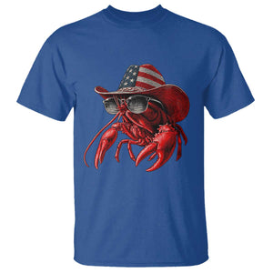 Funny Western Country Crawfish Lover Graphic T Shirt American Flag Cowboy Lobster Patriotic Cajun Season TS10 Royal Blue Print Your Wear