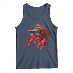 Funny Western Country Crawfish Lover Graphic Tank Top American Flag Cowboy Lobster Patriotic Cajun Season TS10 Navy Print Your Wear