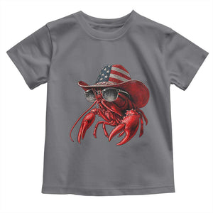 Funny Western Country Crawfish Lover Graphic Toddler T Shirt American Flag Cowboy Lobster Patriotic Cajun Season TS10 Charcoal Print Your Wear