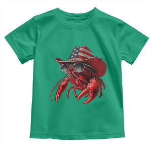 Funny Western Country Crawfish Lover Graphic Toddler T Shirt American Flag Cowboy Lobster Patriotic Cajun Season TS10 Irish Green Print Your Wear