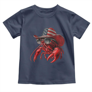 Funny Western Country Crawfish Lover Graphic Toddler T Shirt American Flag Cowboy Lobster Patriotic Cajun Season TS10 Navy Print Your Wear