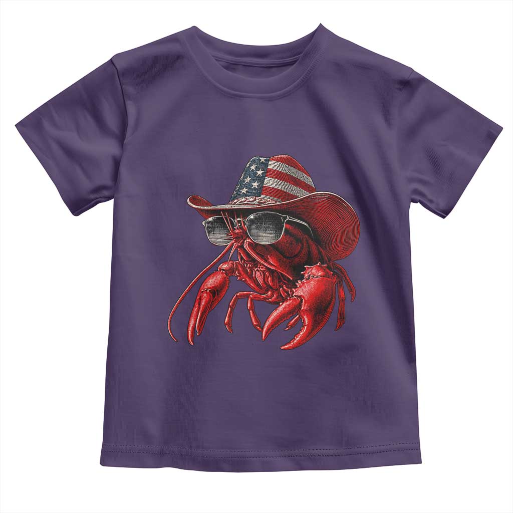 Funny Western Country Crawfish Lover Graphic Toddler T Shirt American Flag Cowboy Lobster Patriotic Cajun Season TS10 Purple Print Your Wear