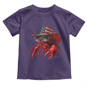 Funny Western Country Crawfish Lover Graphic Toddler T Shirt American Flag Cowboy Lobster Patriotic Cajun Season TS10 Purple Print Your Wear