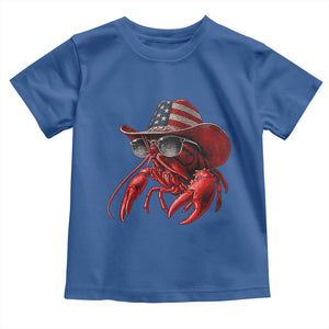 Funny Western Country Crawfish Lover Graphic Toddler T Shirt American Flag Cowboy Lobster Patriotic Cajun Season TS10 Royal Blue Print Your Wear