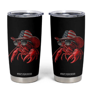 Funny Western Country Crawfish Lover Graphic Tumbler Cup American Flag Cowboy Lobster Patriotic Cajun Season TS10 Black Print Your Wear