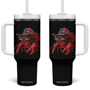 Funny Western Country Crawfish Lover Graphic Tumbler With Handle American Flag Cowboy Lobster Patriotic Cajun Season TS10 One Size: 40 oz Black Print Your Wear