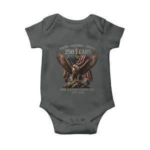 Eagle 250th Anniversary USA Baby Onesie 250 Years Faith Freedom Legacy One Nation Under God Flag TS10 Dark Heather Print Your Wear