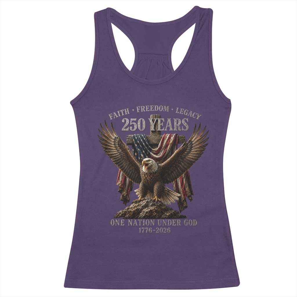 Eagle 250th Anniversary USA Racerback Tank Top 250 Years Faith Freedom Legacy One Nation Under God Flag TS10 Purple Print Your Wear