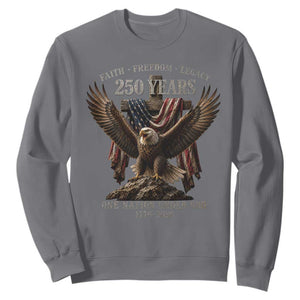 Eagle 250th Anniversary USA Sweatshirt 250 Years Faith Freedom Legacy One Nation Under God Flag TS10 Charcoal Print Your Wear