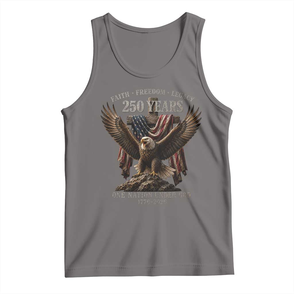 Eagle 250th Anniversary USA Tank Top 250 Years Faith Freedom Legacy One Nation Under God Flag TS10 Deep Heather Print Your Wear